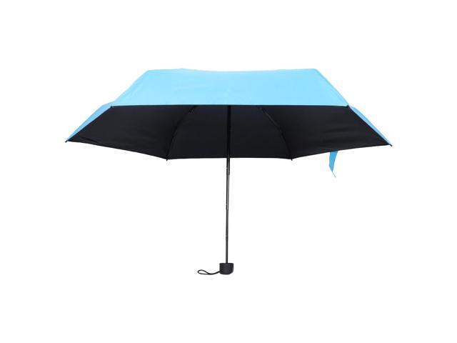 Mini Folding Umbrella 6-bone Compact UV Protection Rain Umbrella for Travel and Handbag Use, Portable Blue Windproof Parasol