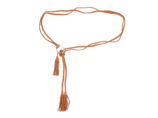 Tassel Waist Belt for Women, Woven Thin Tie Skirt and Dress Belt, Camel Color Decorative Waistband for Pants and Dresses