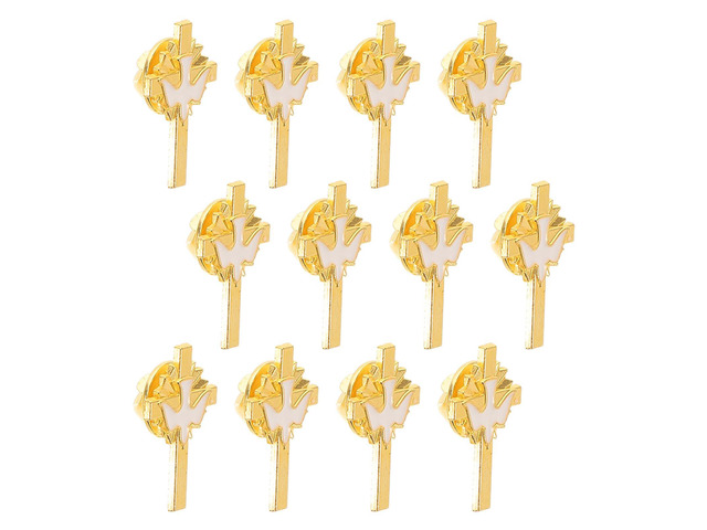 12pcs Religious Dove and Cross Enamel Pins Bulk Set Alloy Brooches for Funeral Memorial, Backpack, Clothes, Hat Accessories, Inspirational...
