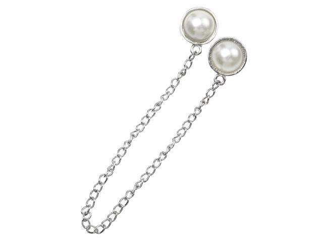 Pearl Brooch Chain Collar Pin Womens Shirt Collar Clip Tassel Brooch Chain Corsage Fashion Accessory for Clothing Decoration