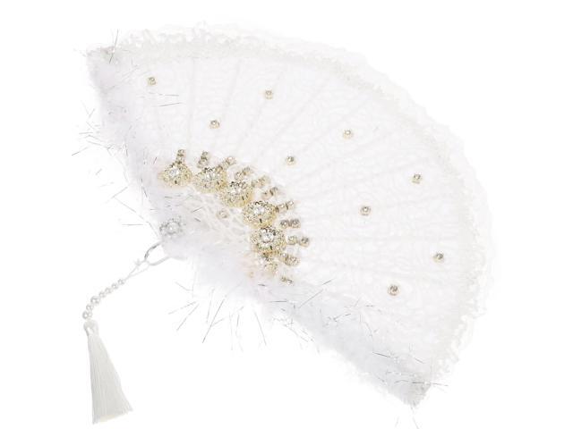Decorative Folding Fan for Stage Performances and Weddings Handheld Fan with Lace Flower Detail for Dance and Cosplay