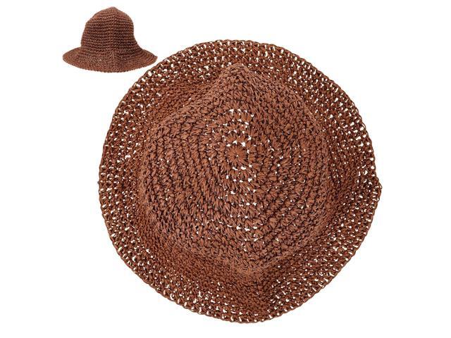 Womens Woven Sun Protection Bucket Hat Lightweight Chic Fisherman Hat with Small Brim for Women Brown Color UV Shade and Travel Accessory