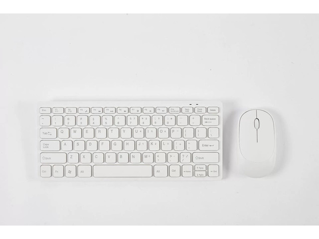 2.4G Wireless Keyboard and Mouse Combo, English Layout, Quiet Mouse, 78 Keys, for Wins, for OS X,White