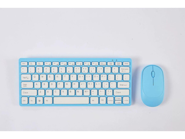 2.4G Wireless Keyboard and Mouse Combo, English Layout, Quiet Mouse, 78 Keys, for Wins, for OS X, Blue