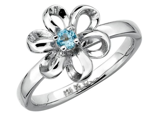 1/10 Carat (ctw) Blue Topaz Flower Ring in Sterling Silver