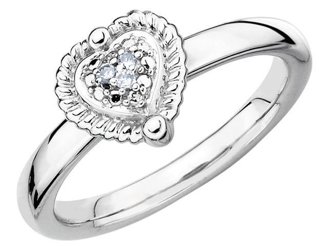 Heart Ring with Diamond Accent in Sterling Silver