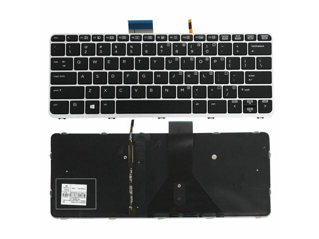 US Laptop Keyboard Backlit with Silver Frame for HP Elitebook Folio 1020 G1