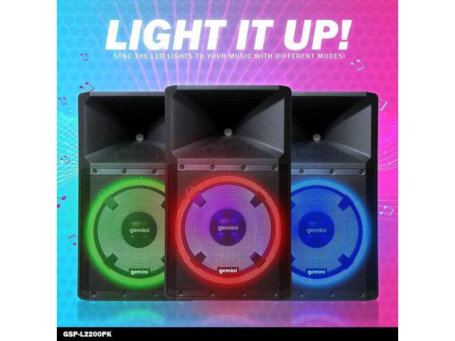 Gemini GSP-2200 15 Powered PA Speaker System with Bluetooth Mic 2200W Big DJ Speaker for Events and Parties - image 9