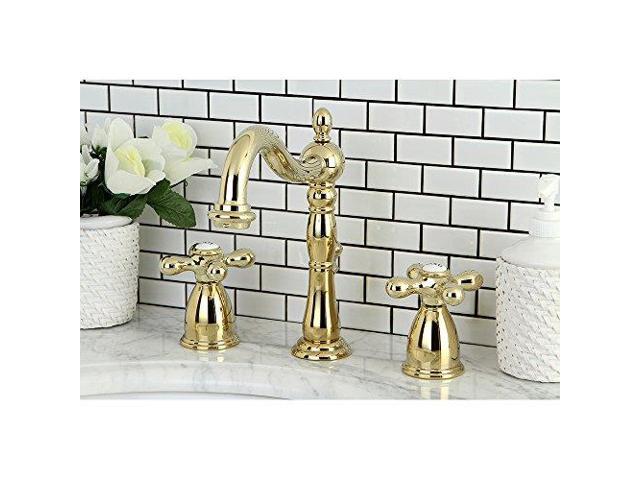 Kingston Brass Wide Spread Lavatory Faucet With Metal Cross Handle Pb
