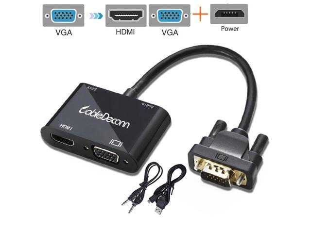 1Pcs VGA Adapter to HDMI VGA Splitter with 3.5 mm Audio Converter Support Sync Display for PC Projector HDTV Multi port VGA Adapter