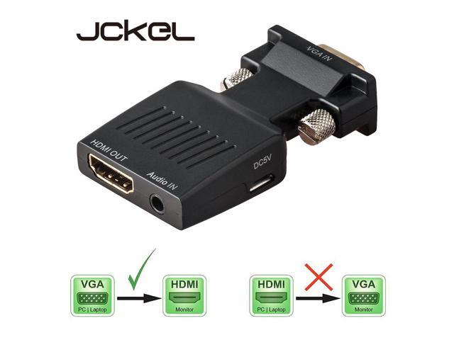 1Pcs JCKEL 1080P VGA Male to HDMI Female Scaler Adapter Connector Cable with Audio 3.5 Aux Converter Video Splitter for PC TV Monitor
