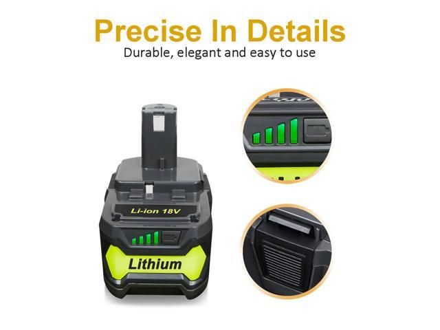 Vanon For Ryobi P108 P105 18V 5.0Ah One+Plus High Capacity Lithium Battery and P117 Charger