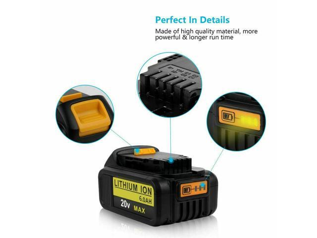 2Pack For Dewalt 20V Lithium 6.0Ah Max XR DCB200 DCB206-2 DCB205 Battery and DCB112 Charger