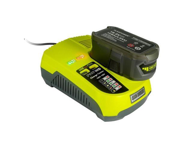 Vanon 2X For Ryobi P108 P105 18V 5.0Ah One+Plus High Capacity Lithium Battery and P117 Charger