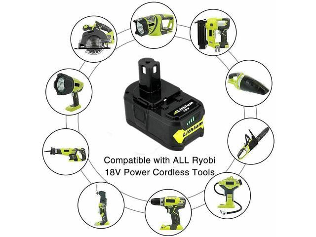 Vanon 6.0Ah For Ryobi P108 P106 18V One+Plus High Capacity Lithium Battery and P117 Charger