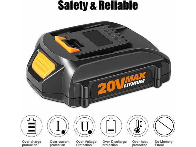 2Pack for Worx WA3520 Power Share 3.0AH Battery 20V WA3525 WA3520 WG166 WG151s WG155s