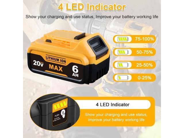 VANON 2Pack 20V MAX 6.0Ah Lithium Ion Battery for DEWALT DCB204 DCB205 DCB206 DCB205-2