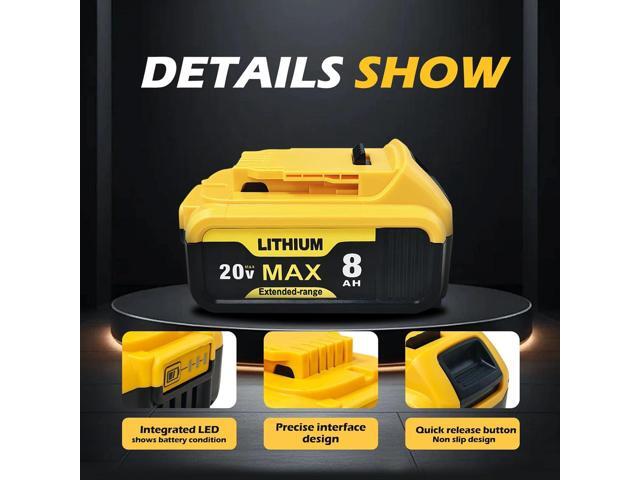VANON 20V MAX 8.0Ah Lithium Ion Battery for DEWALT DCB204 DCB205 DCB206 DCB205-2