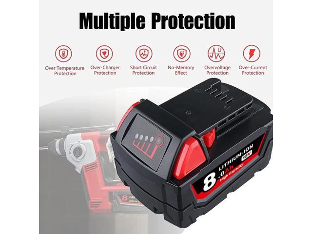 VANON 18V 8000mAh for Milwaukee M18 Li-ion Battery Black &Red 48-11-1890 48-11-1850 48-11-1828 48-11-1820 48-11-1815 Cordless Tools