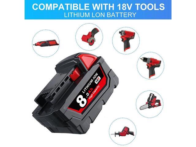 VANON 18V 8000mAh for Milwaukee M18 Li-ion Battery Black &Red 48-11-1890 48-11-1850 48-11-1828 48-11-1820 48-11-1815 Cordless Tools
