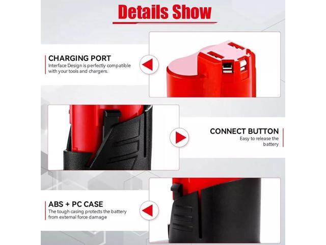 VANON for Milwaukee 48-11-2460 M12 LITHIUM XC 5.5Ah Extended Capacity Battery Pack 48-11-2440