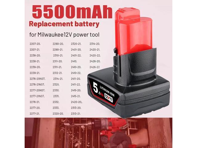 VANON for Milwaukee 48-11-2460 M12 LITHIUM XC 5.5Ah Extended Capacity Battery Pack 48-11-2440