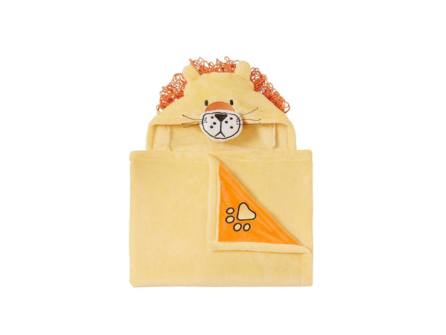 Urban Dreams Safari Lion Mane 50 X 25 Inches Polyester Hooded Throw, Machine Washable, Golden