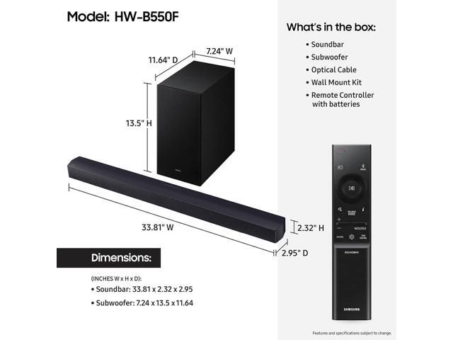 Samsung - B-Series HW-B550F 2.1Ch DTS Virtual:X Soundbar with Subwoofer - Titan Black - image 3