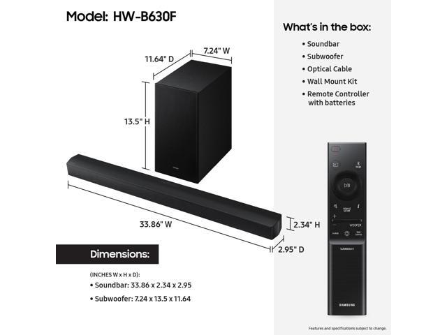 Samsung B-Series Soundbar HW-B630F 3.1 ch DTS Virtual:X Soundbar with Subwoofer (2025 Model) One Remote Control, Voice Enhance Mode, Adaptive Sound
