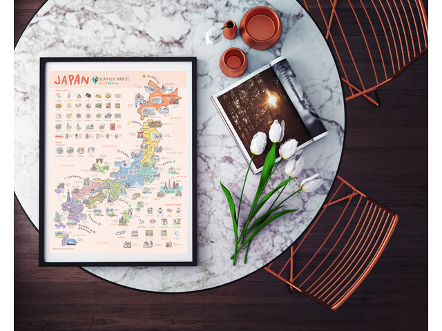 Good Weather Premium Unique Design Japan Scratch Off Travel Map - Perfect Traveler's Gift + FREE Scratch Pen. Scratch off places you travel. 15.75...