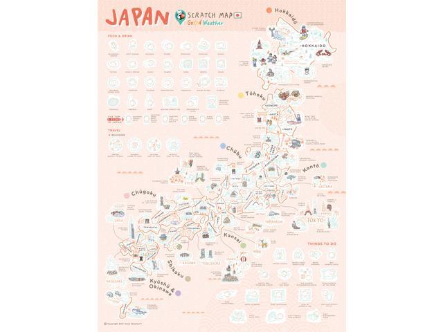 Good Weather Premium Unique Design Japan Scratch Off Travel Map - Perfect Traveler's Gift + FREE Scratch Pen. Scratch off places you travel. 15.75...