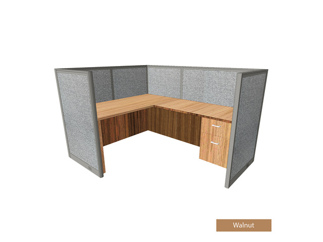 GOF 1-Person Workstation Cubicle (6'D x 6'W x 4'H), Freestanding Office Partition Room Divider w/ 1 Desk Set for Office, School, Library, and to...