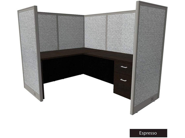 GOF 1-Person Workstation Cubicle (6'D x 6'W x 5'H), Freestanding Office Partition Room Divider w/ 1 Desk Set for Office, School, Library, and to...