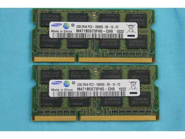 SAMSUNG 4GB KIT 2 X 2GB DDR3-1333MHZ RAM SODIMM NON-ECC LAPTOP MEMORY M471B5673FH0-CH9
