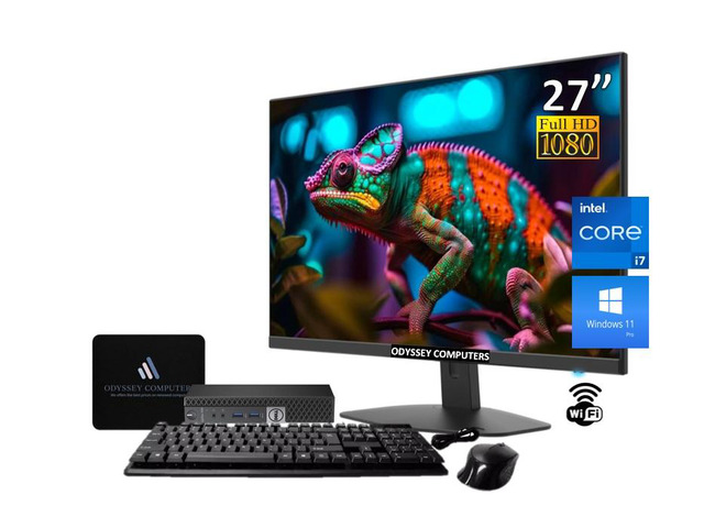 ODYPC DELL OptiPlex Micro Desktop Bundle Intel Core i7 up to 3.8GHz, 16GB 512GB SSD WiFi Windows 11 Pro 27' FHD Monitor with Keyboard and Mouse