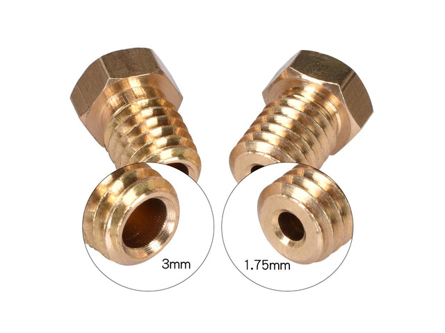 5Pcs 3D Printer Parts V6 & V5 J-Head brass nozzle extruder nozzles 0.2/0.25/0.3/0.4/0.5/0.6/0.8/1.0 mm For 1.75/3.0mm filament