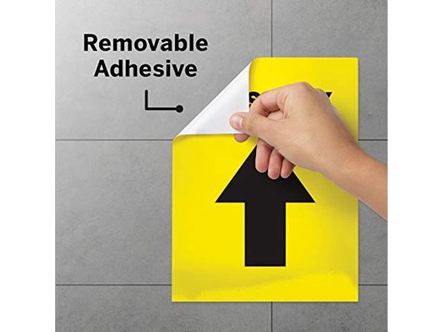 Avery'This Way' Social Distancing Floor Signage Decal, Rectangle, 8.5' X 11', Yellow, Pack of 5 Labels, English Version (83022)