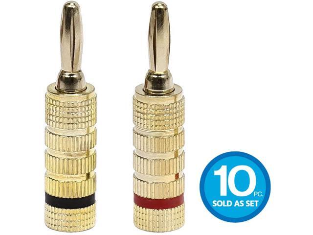 Monoprice 10 PAIRS Of High-Quality Gold Plated Speaker Banana Plugs, Closed Screw Type