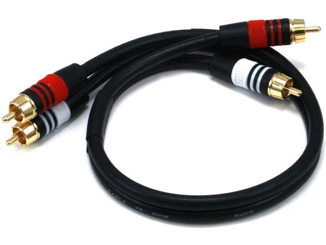 Monoprice 1.5ft Premium 2 RCA Plug/2 RCA Plug M/M 22AWG Cable - Black