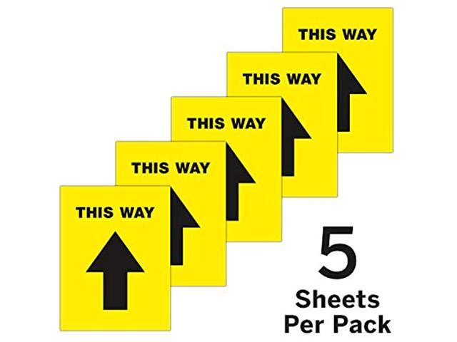Avery'This Way' Social Distancing Floor Signage Decal, Rectangle, 8.5' X 11', Yellow, Pack of 5 Labels, English Version (83022)