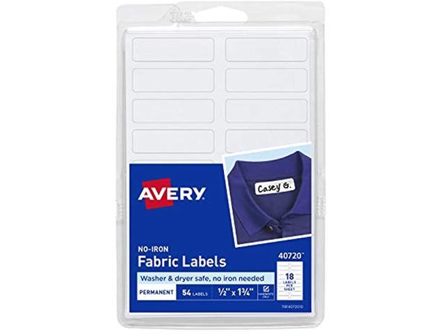 Avery No-Iron Fabric Labels, Washer & Dryer Safe, 1/2' x 1-3/4', 54 Labels