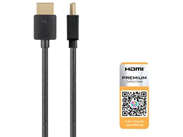 Monoprice HDMI Cable - 6 Feet - Black| Certified Premium High Speed 4K@60Hz HDR 18Gbps 36AWG YUV 4:4:4 Compatible with UHD TV and More - Ultra Slim Series - image 2
