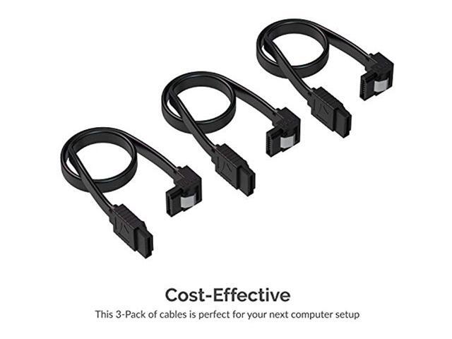 SABRENT SATA III (6 Gbit/s) Right Angle Data Cable with Locking Latch for HDD/SSD/CD and DVD Drives (3 Pack - 20-Inch) in Black (CB-SRK3)