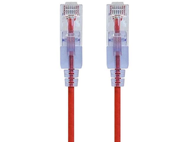 Monoprice Cat6A Ethernet Patch Cable - 3 Feet - Red (10 Pack) Snagless RJ45 550Mhz UTP Pure Bare Copper Wire 10G 30AWG - SlimRun Series