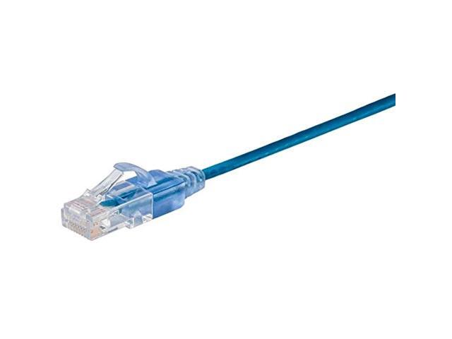Monoprice SlimRun Cat6A Ethernet Patch Cable - Network Internet Cord - RJ45, Stranded, UTP, Pure Bare Copper Wire, 30AWG, 6in, Blue, 5-Pack