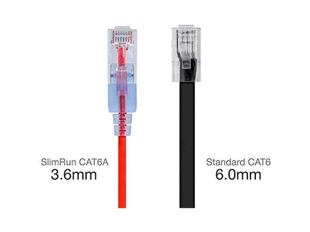 Monoprice Cat6A Ethernet Patch Cable - 3 Feet - Red (10 Pack) Snagless RJ45 550Mhz UTP Pure Bare Copper Wire 10G 30AWG - SlimRun Series