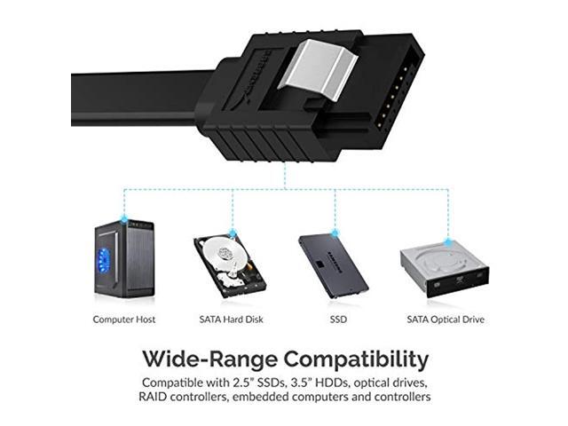SABRENT SATA III (6 Gbit/s) Right Angle Data Cable with Locking Latch for HDD/SSD/CD and DVD Drives (3 Pack - 20-Inch) in Black (CB-SRK3)