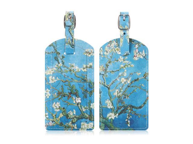 Epicgadget Luggage Tags, Travel Bag PU Leather Tag ID Label Holder with Privacy Cover Cruise Suitcase Identifier (2 Pack)