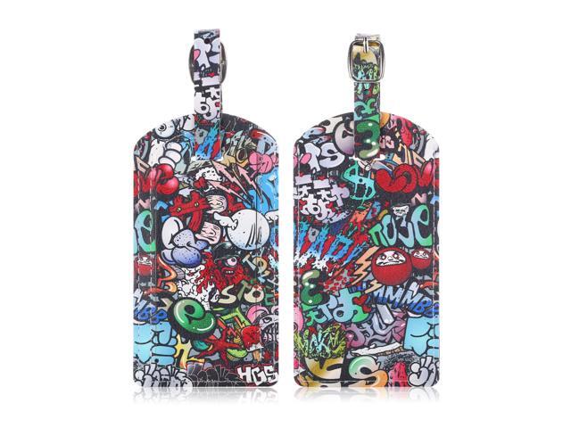 Epicgadget Luggage Tags, Travel Bag PU Leather Tag ID Label Holder with Privacy Cover Cruise Suitcase Identifier (2 Pack)