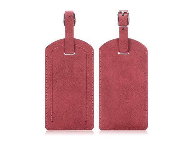 Epicgadget Luggage Tags, Travel Bag PU Leather Tag ID Label Holder with Privacy Cover Cruise Suitcase Identifier (2 Pack)